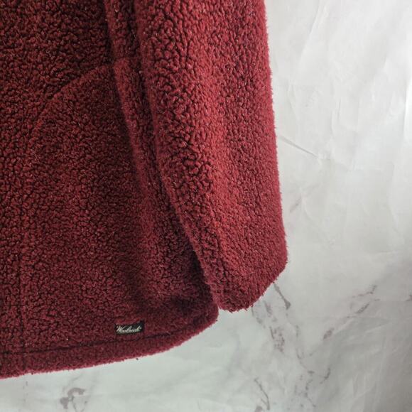 Woolrich Pullover Mens Large Red Fleece Vintage Quarter Zip Pile Fuzzy Sweater - Picture 4 of 10